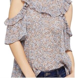 BCBG Generation Ruffle cold shoulder top size S